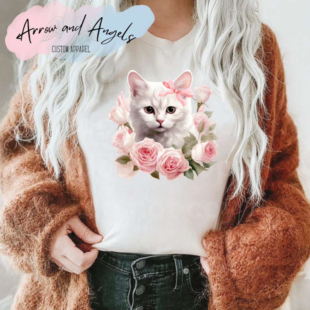 Coquette Kitty and Roses Tee