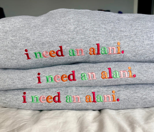 I need an Alani Embroidery with sleeve design