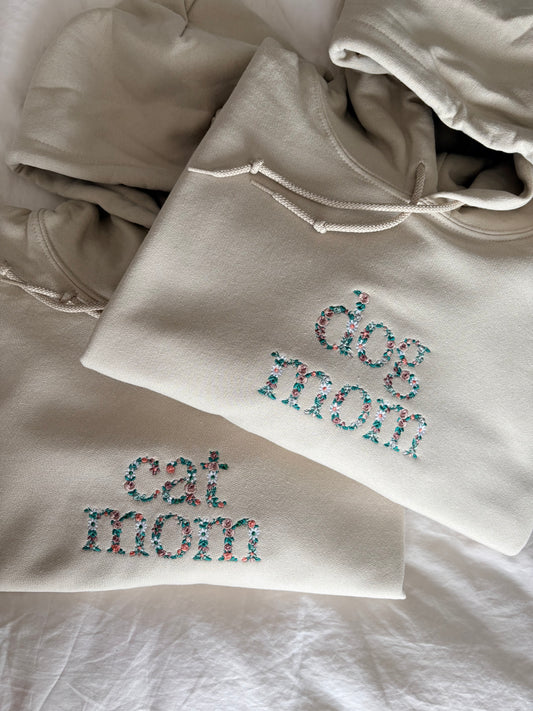 Cat Mom / Dog Mom Floral Embroidery