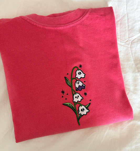 Lily of the valley ghost embroidery