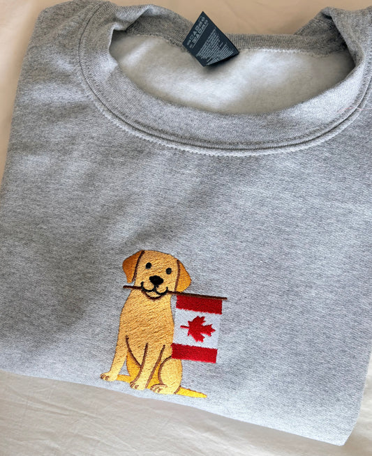 Dog with Canadian flag Embroidery