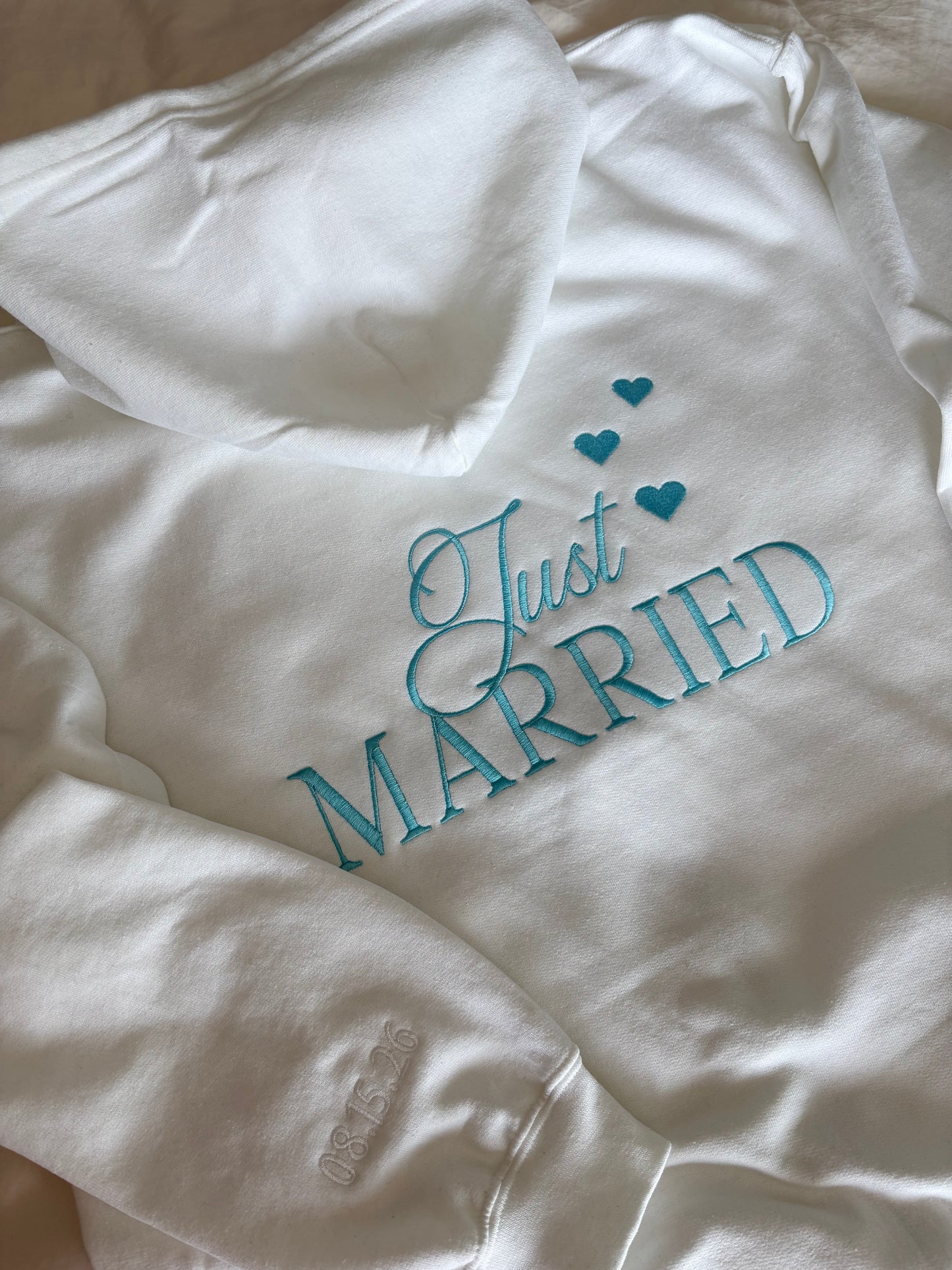 Just Married Embroidery in blue