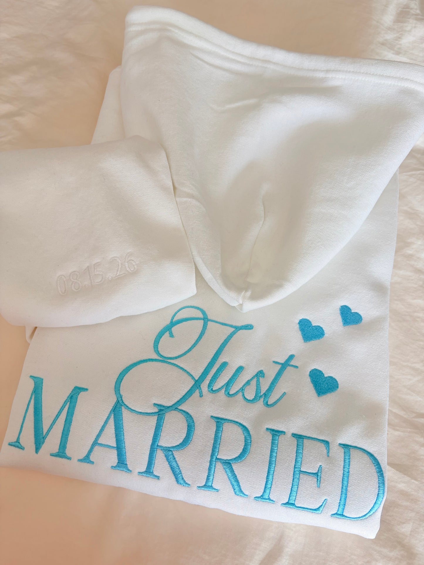 Just Married Embroidery in blue