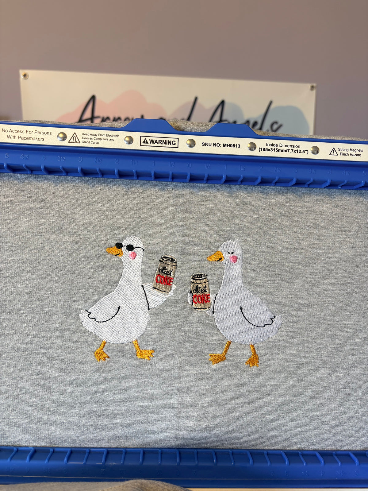 Silly Goose Diet Coke embroidery