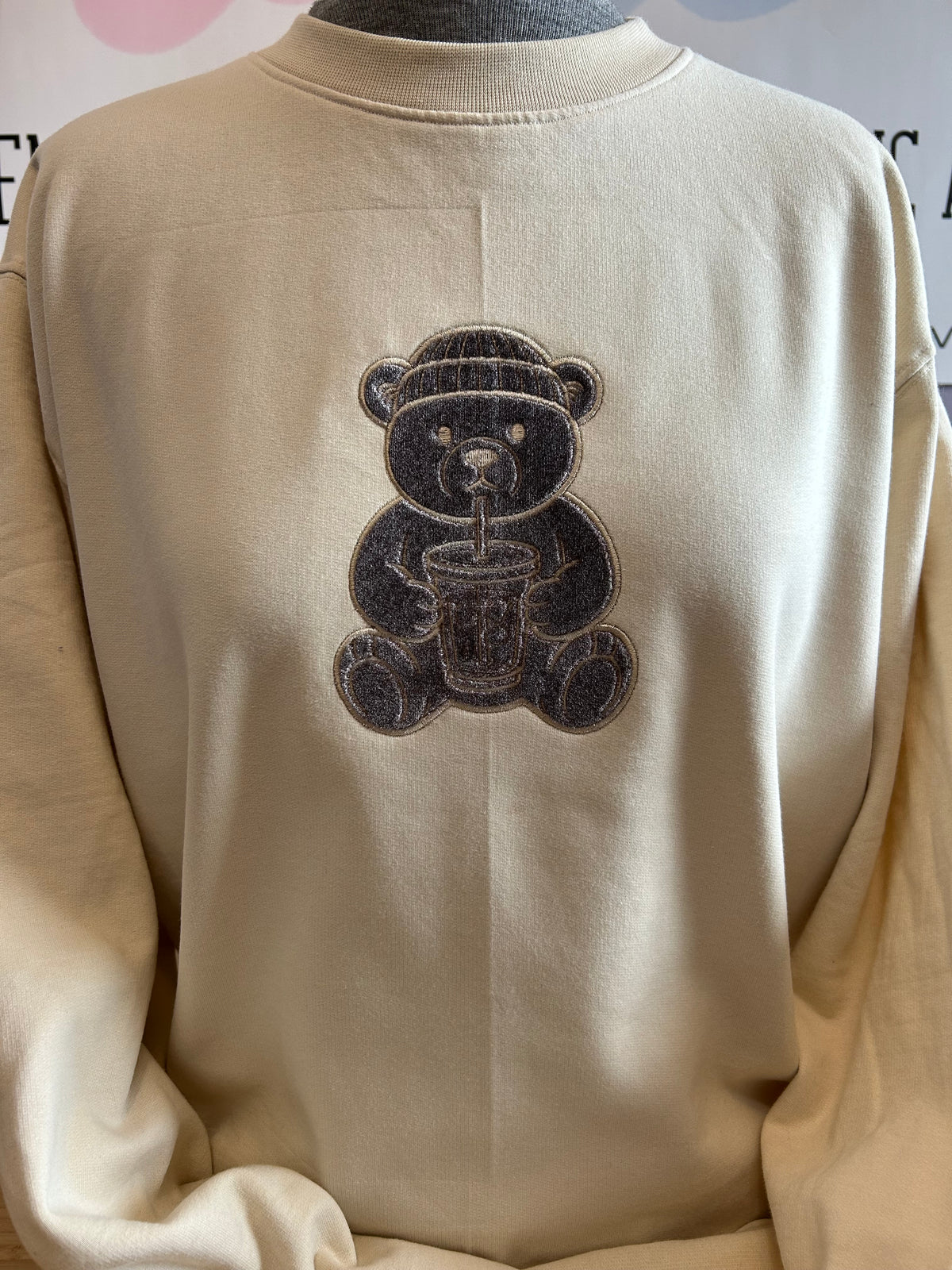 Ice Coffee Bear Embroidery Appliqué