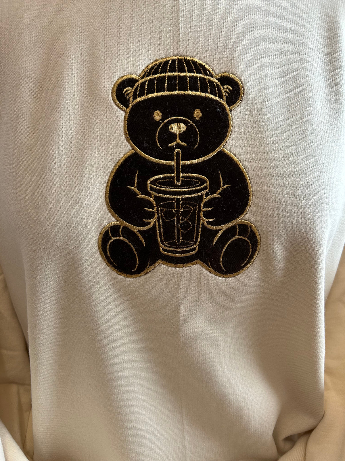 Ice Coffee Bear Embroidery Appliqué