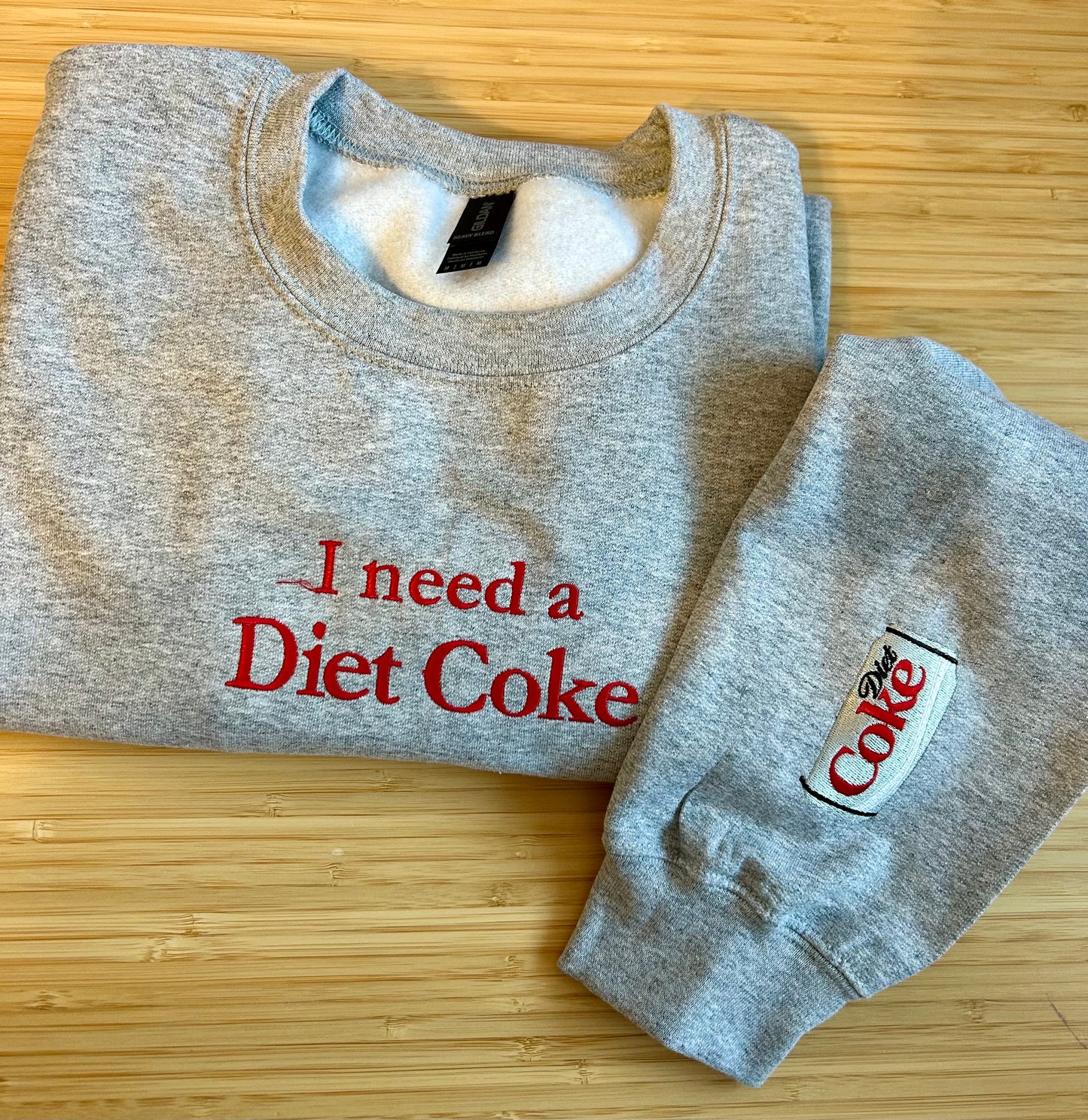 I need a Diet Coke Embroidery with sleeve embroidery