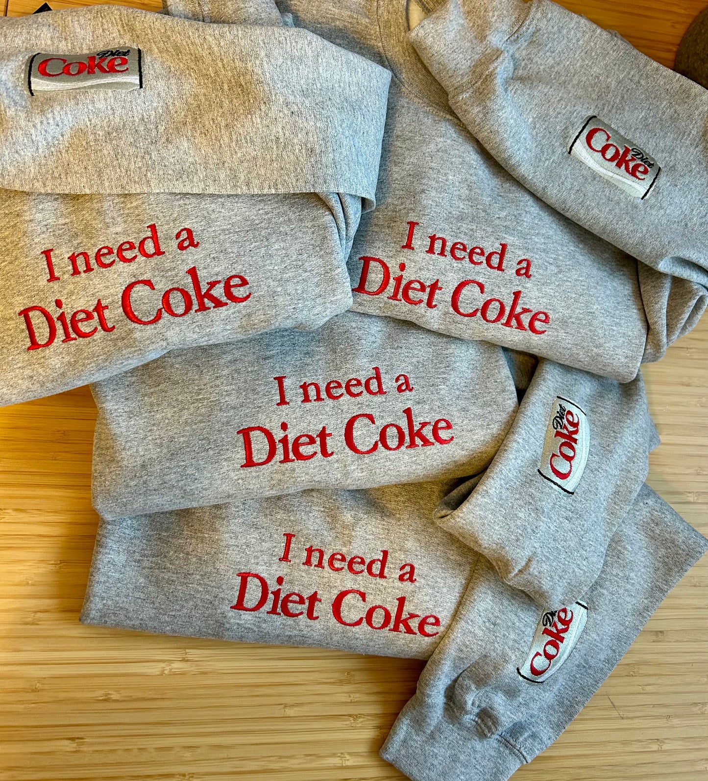 I need a Diet Coke Embroidery with sleeve embroidery